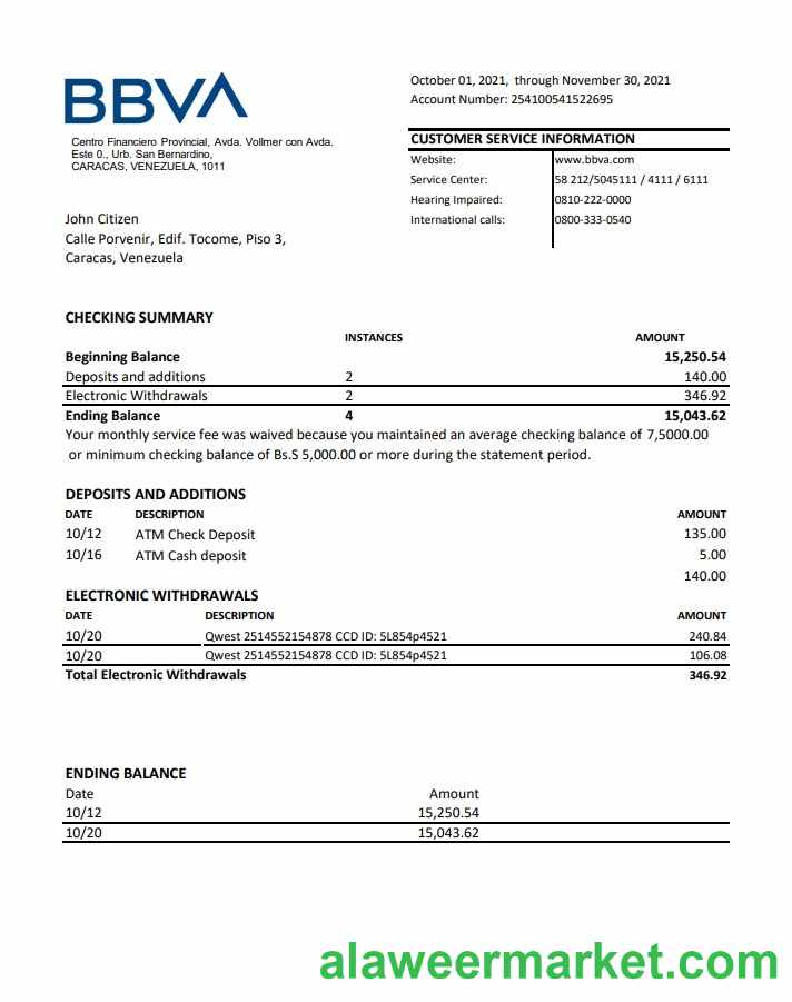 Venezuela BBVA bank excel pdf